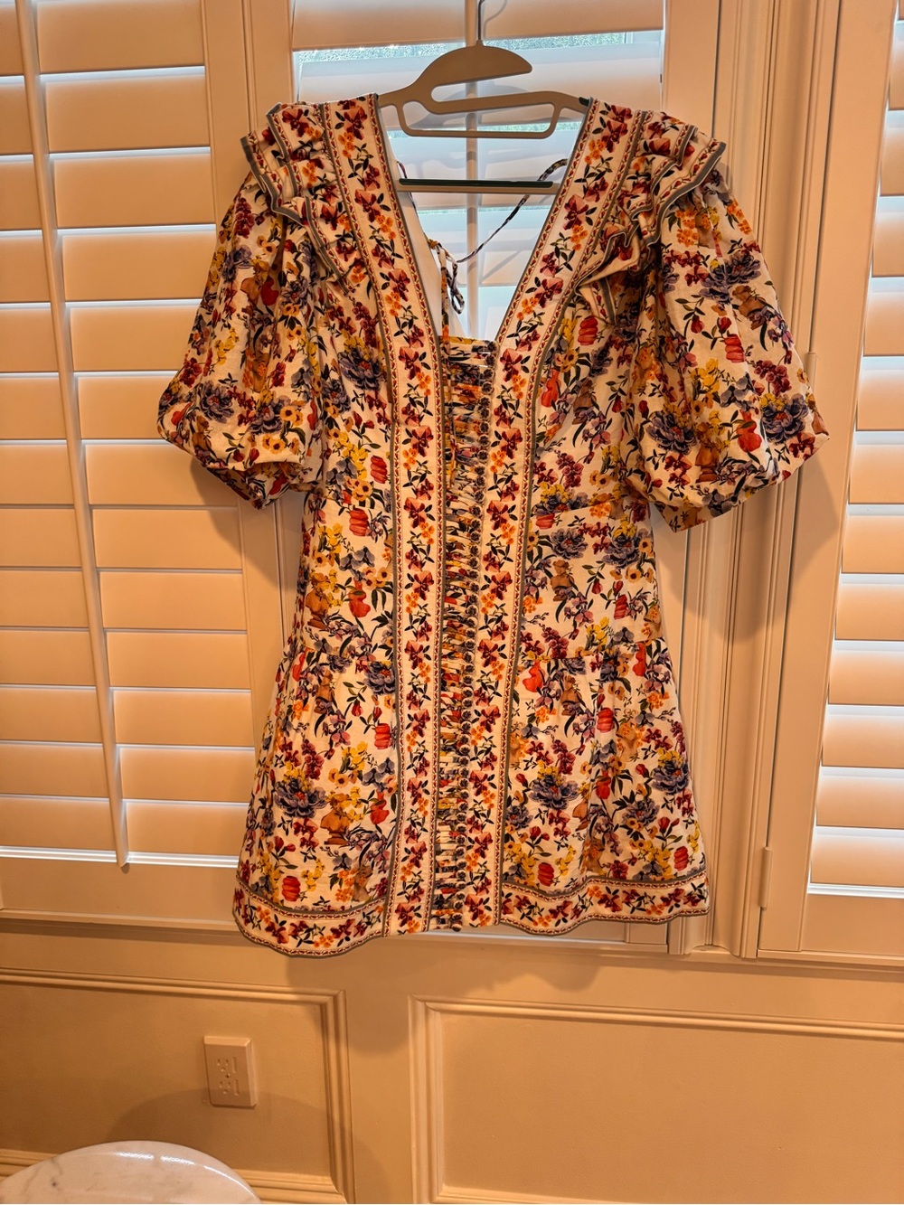FARM Rio White Mini Dress with Multicolor Floral Embroidery - Picture 1 of 5